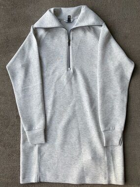 Spanx heathered half zip long sleeve dress vivid heather NWOT grey